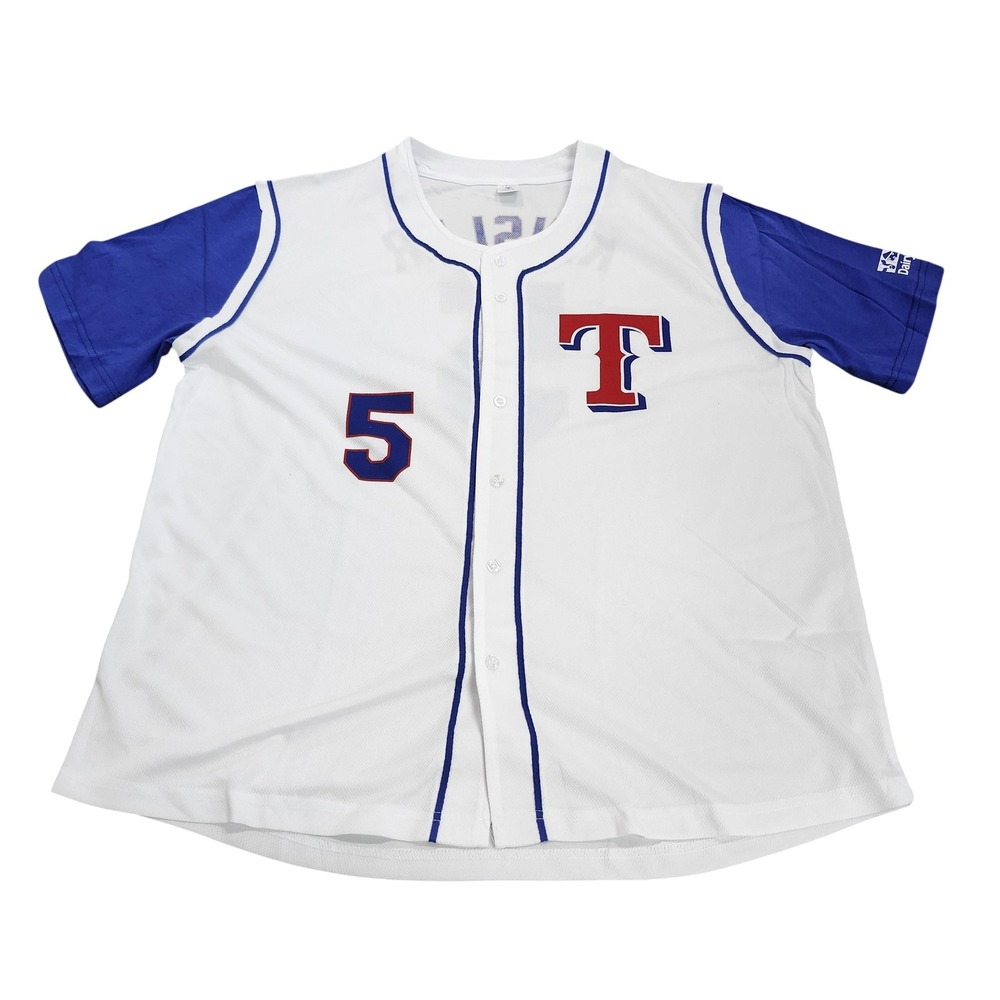 Texas Rangers Jersey Mens XL White MLB Baseball Texas Rangers Kinsler 5 Button